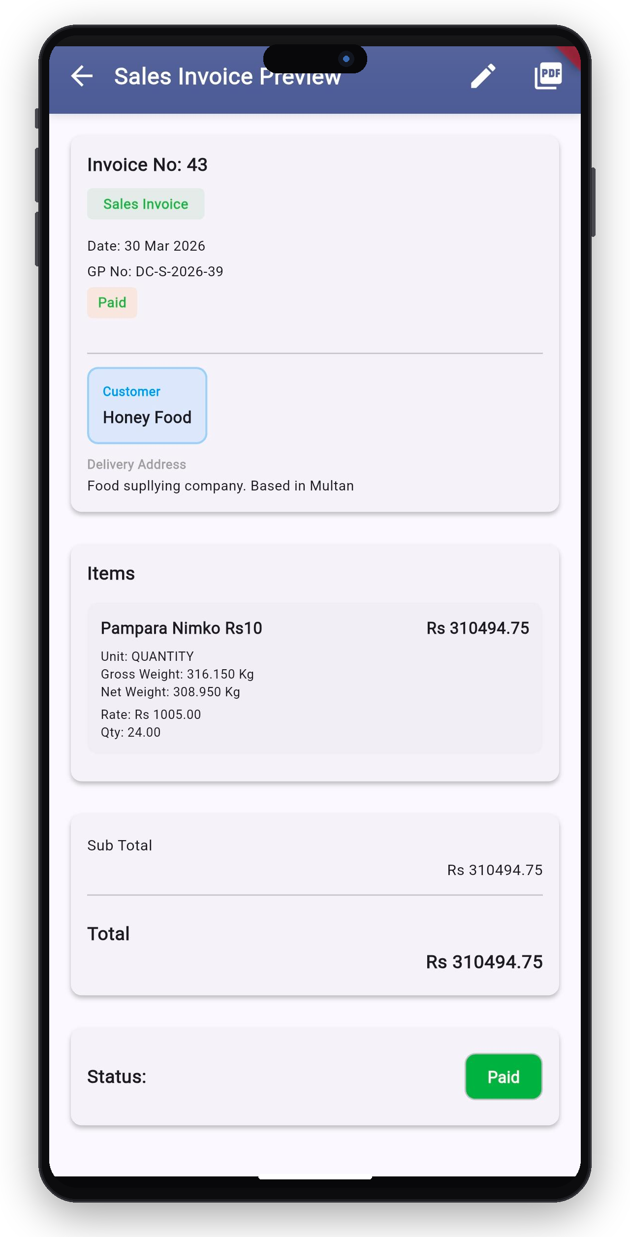 Add Sales Item Dialog — Mobile