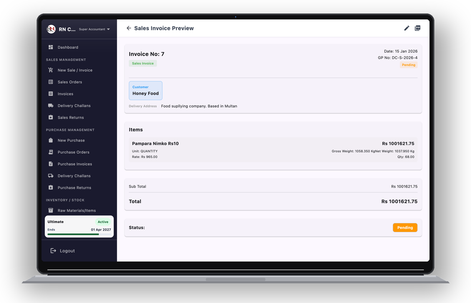 Sales Invoice — Create Flow