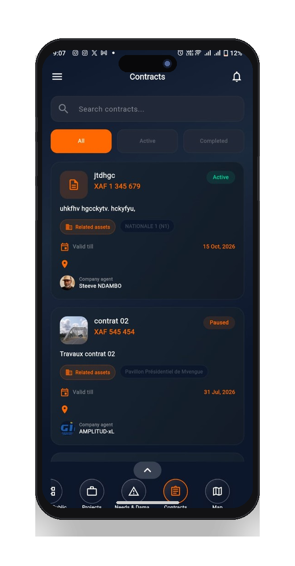 Contract detail or Contracts list