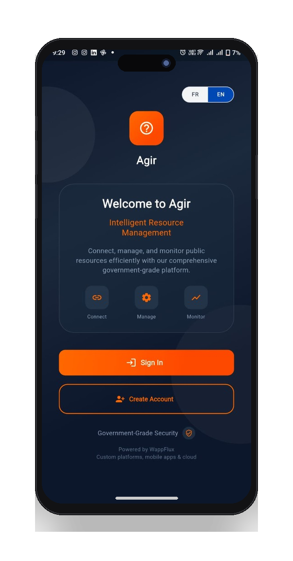 Welcome screen - English