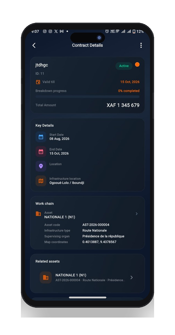 Contract reports list or Report detail