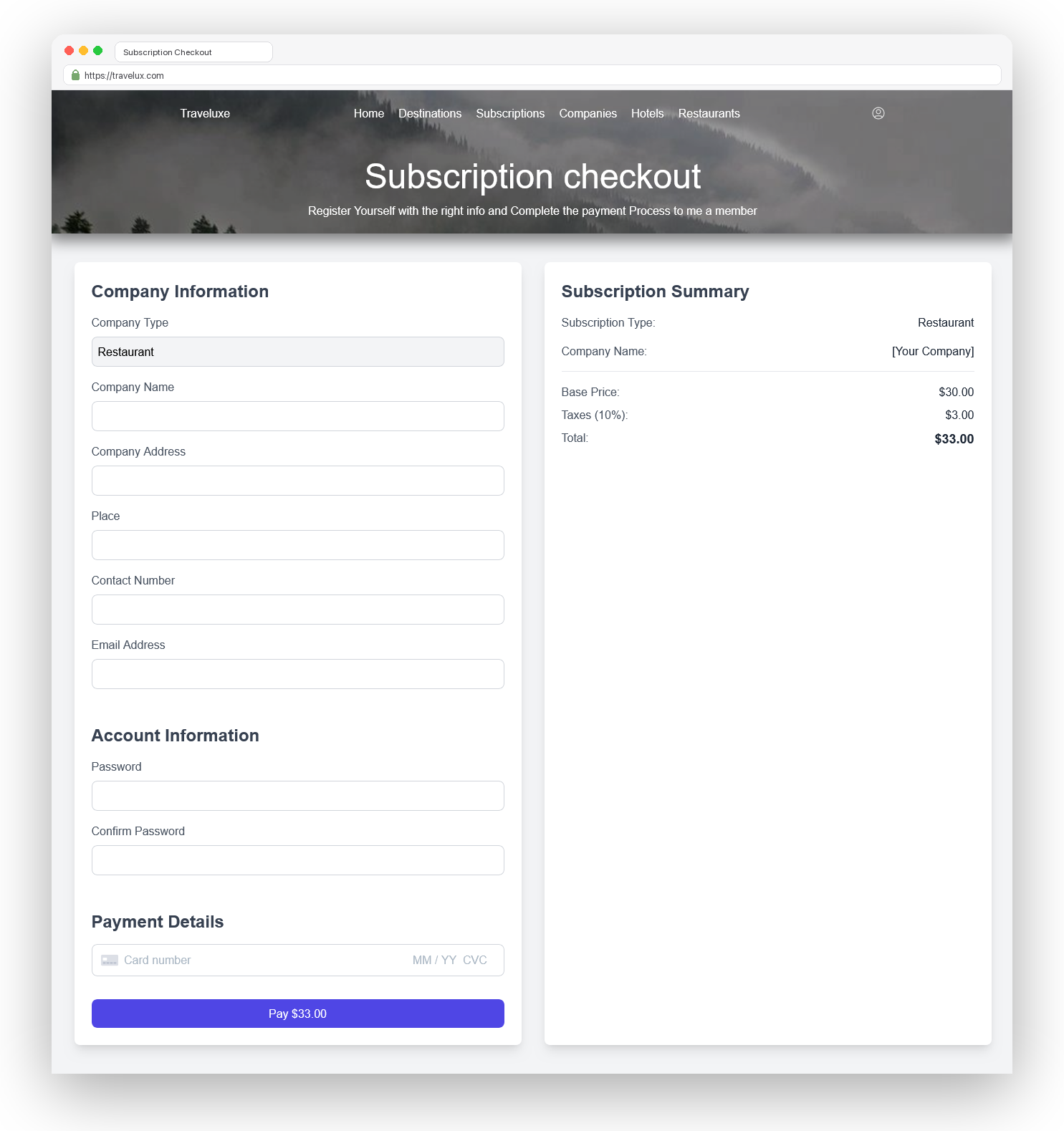 Subscription Checkout
