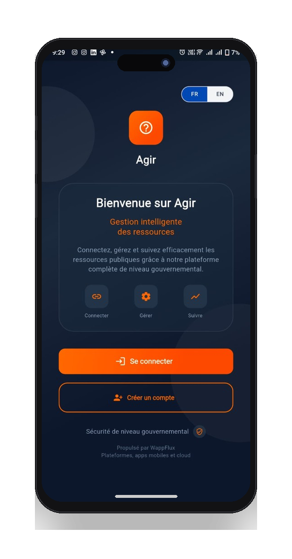 Welcome screen - French