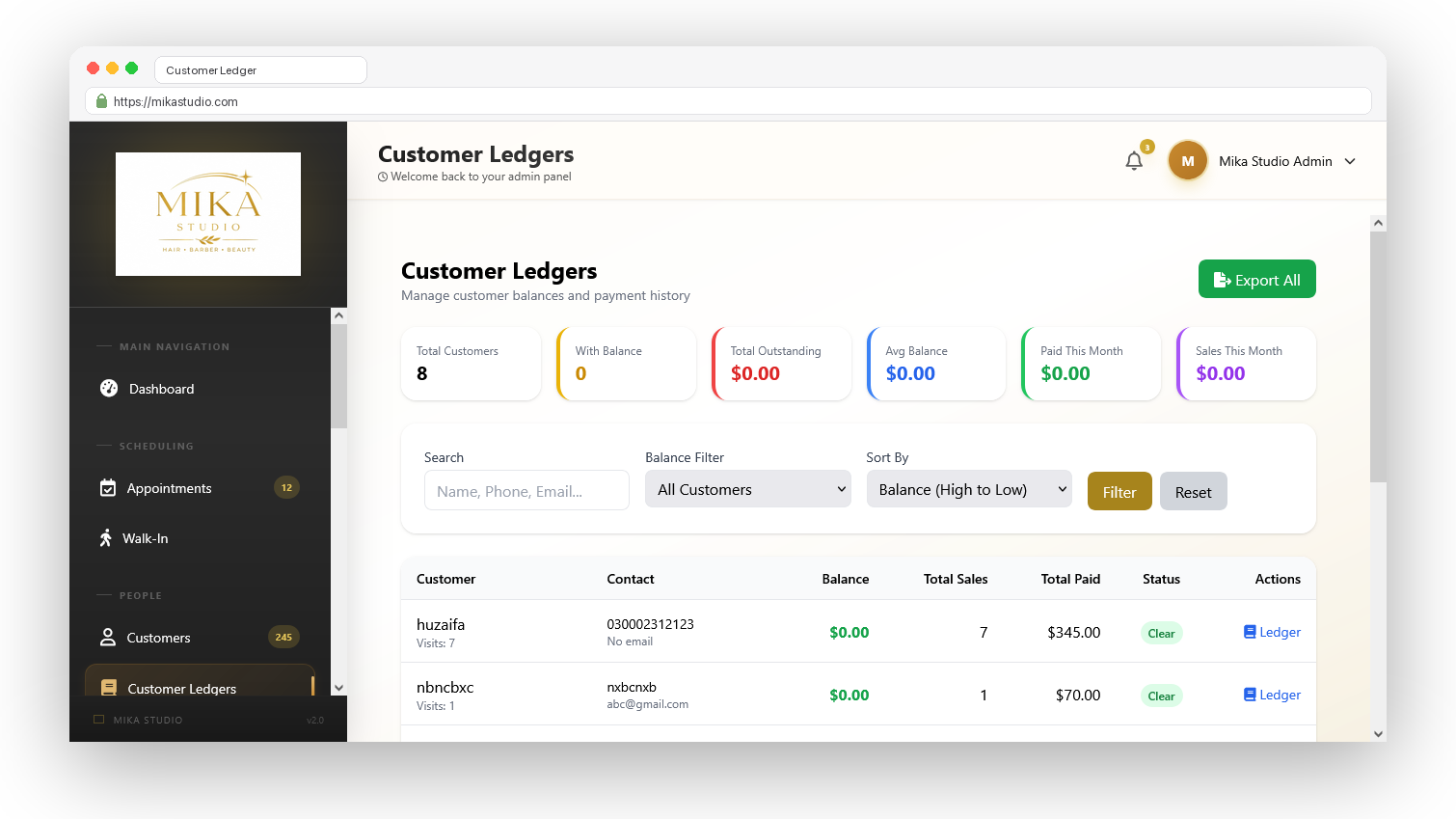 Customer Ledgers
